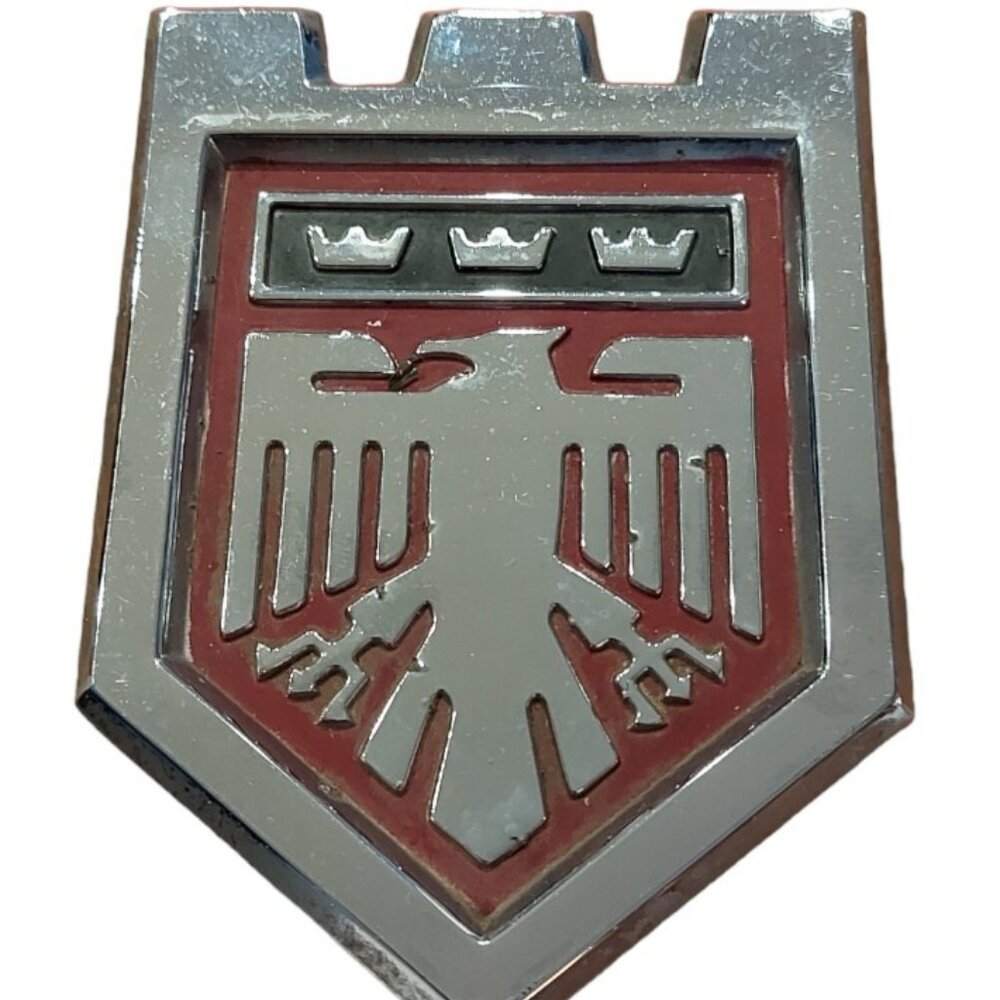 Ford Thunderbird Stylized Phoenix Eagle Emblem red Badge 1950's cast chrome